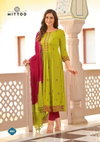 Vivanta By Mittoo Rayon Wrinkle Embroidery Kurti With Bottom Dupatta Wholesale Shop In Surat